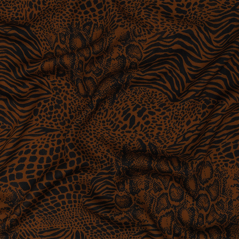 Rayon Challis - Animal Print Patchwork - Untamed Masquerade Print - Mo