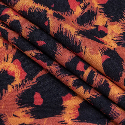 Rayon Challis - Pink and Orange Leopard Spots - Tijuca Sunrise Print - Mood Exclusive Rio Collection