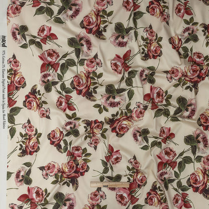 Stretch Cotton Sateen - White and Pink Floral - Inhotim Blooms Print - Mood Exclusive Rio Collection