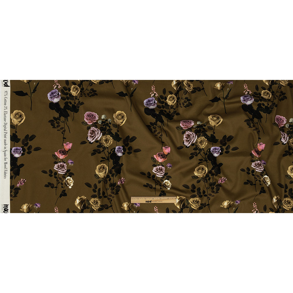 Stretch Cotton Sateen - Olive Floral - Rosa da Selva Print - Mood Exclusive Rio Collection - Full
