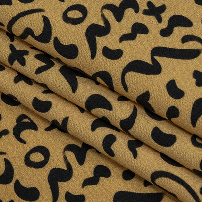 Stretch Cotton Sateen - Straw Doodle Spots - Ancient Iconography Print - Mood Exclusive Rio Collection