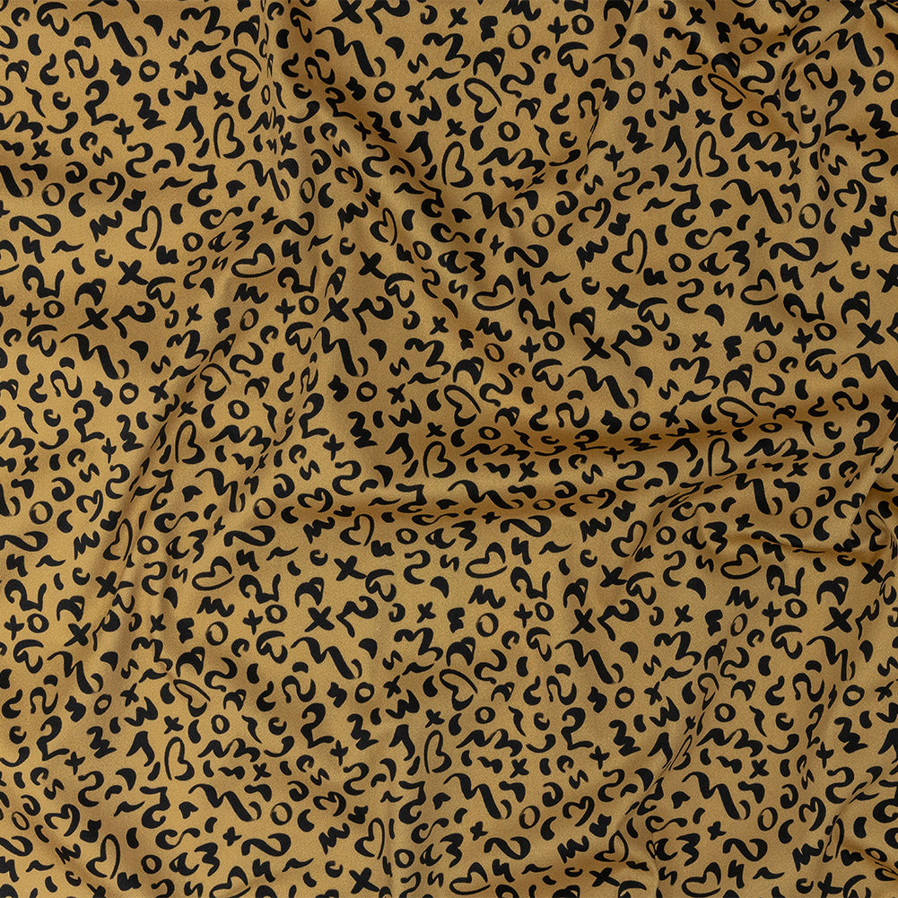 Stretch Cotton Sateen - Straw Doodle Spots - Ancient Iconography Print - Mood Exclusive Rio Collection