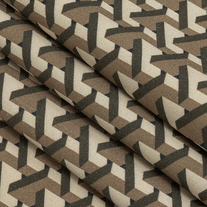 Stretch Cotton Sateen - Olive Geometric - Maloca Print - Mood Exclusive Rio Collection