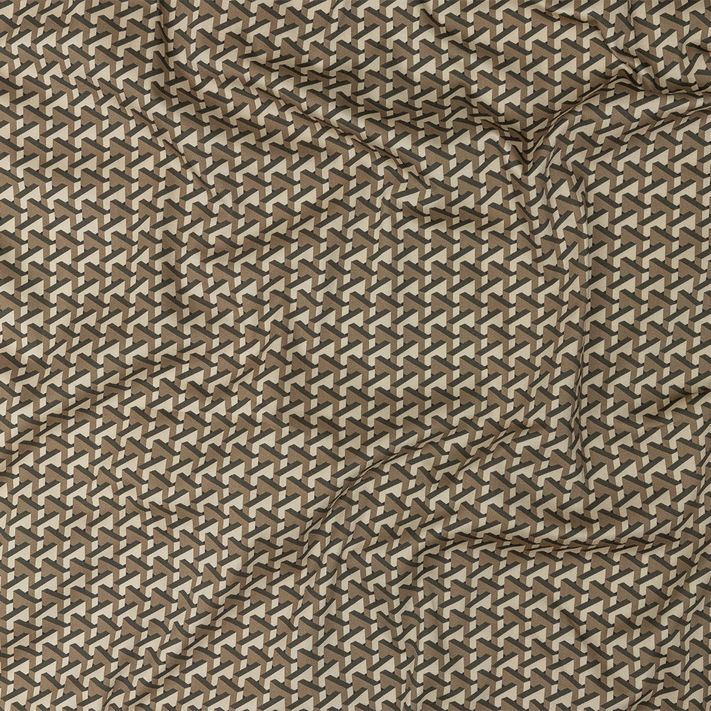 Stretch Cotton Sateen - Olive Geometric - Maloca Print - Mood Exclusive Rio Collection