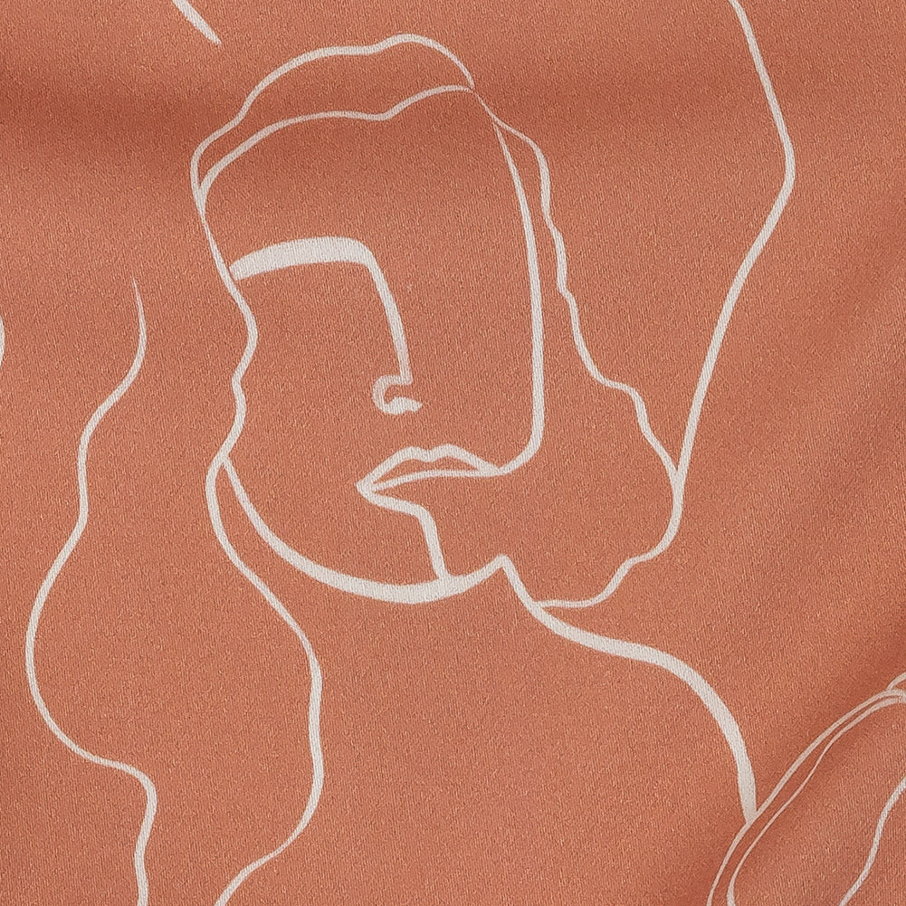 Stretch Cotton Sateen - Pink Face Outlines - Sweltering Society Print - Mood Exclusive Rio Collection