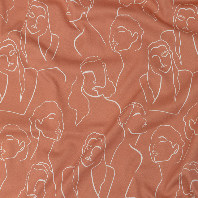 Stretch Cotton Sateen - Pink Face Outlines - Sweltering Society Print - Mood Exclusive Rio Collection