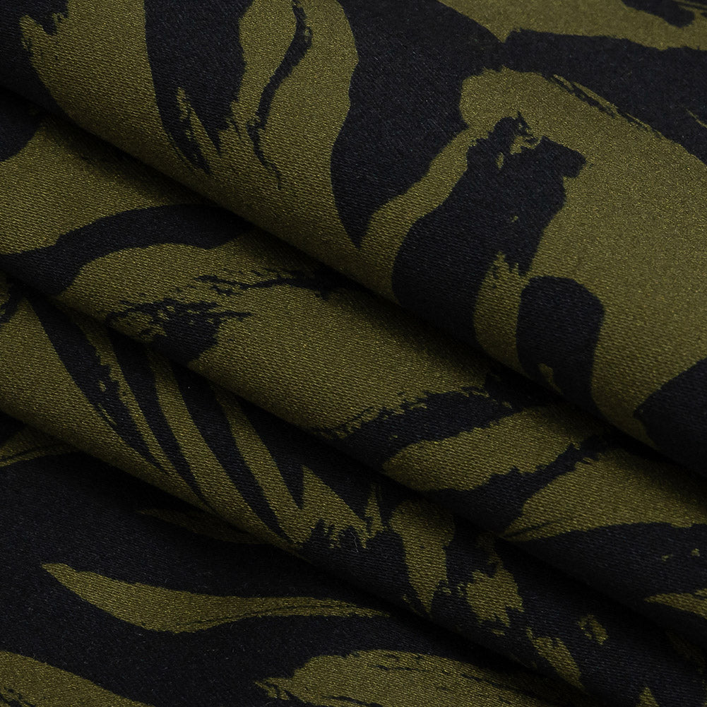 Stretch Cotton Sateen - Olive Zebras and Stripes - Marajo Print - Mood Exclusive Rio Collection