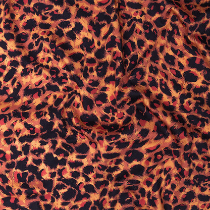 Stretch Cotton Sateen - Pink and Orange Leopard Spots - Tijuca Sunrise Print - Mood Exclusive Rio Collection