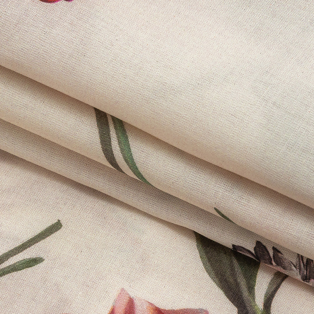 Cotton Voile - White and Pink Floral - Inhotim Blooms Print - Mood Exclusive Rio Collection