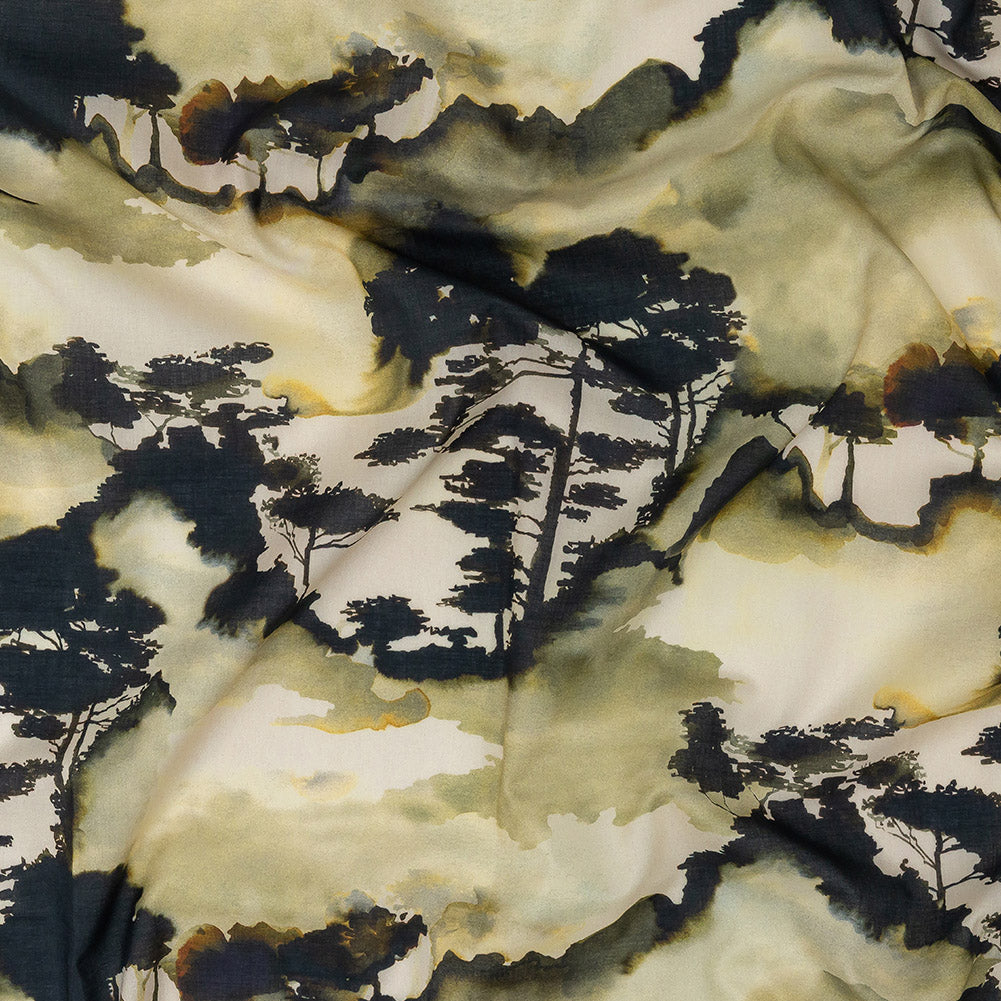 Cotton Voile - Watercolor Trees - Spectral Canopy Print - Mood Exclusive Rio Collection