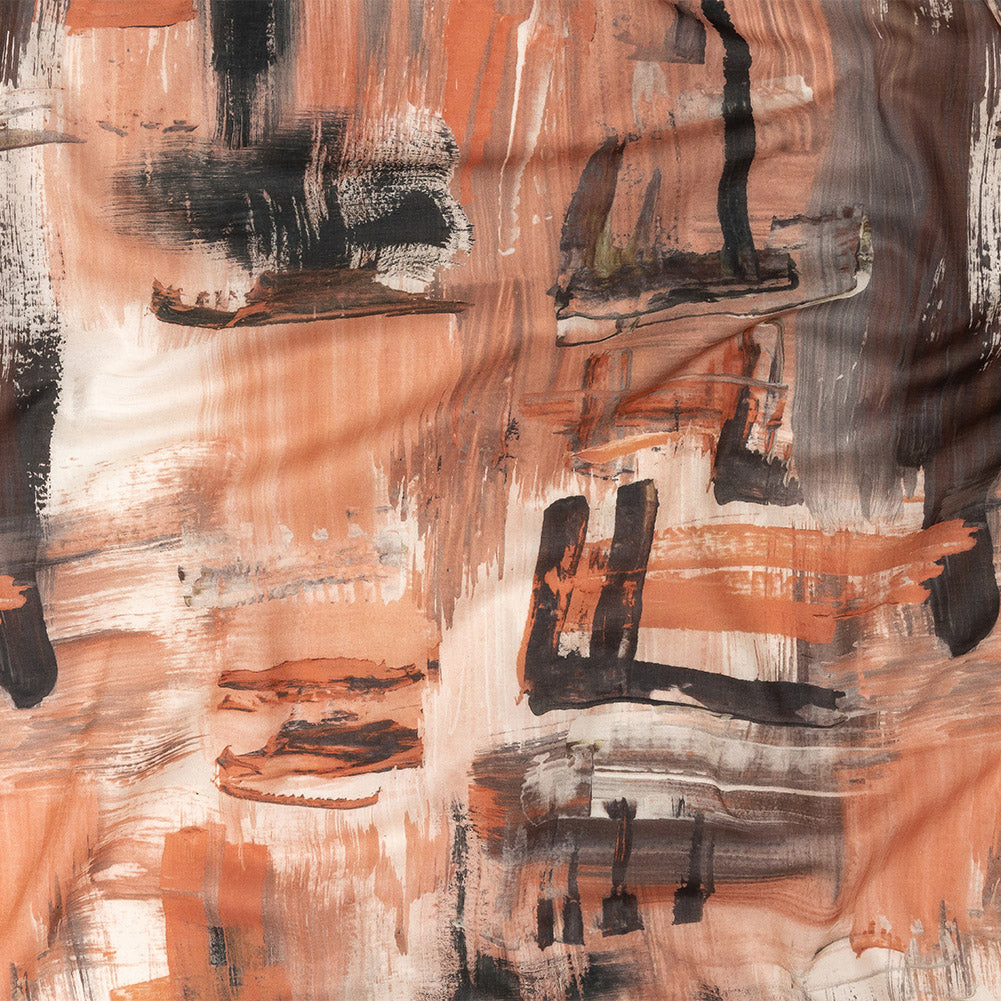 Cotton Voile - Pink and Gray Brushstrokes - Brush With Danger Print - Mood Exclusive Rio Collection