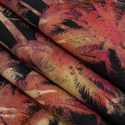 Cotton Voile - Black and Pink Palm Trees - Pindorama Print - Mood Exclusive Rio Collection