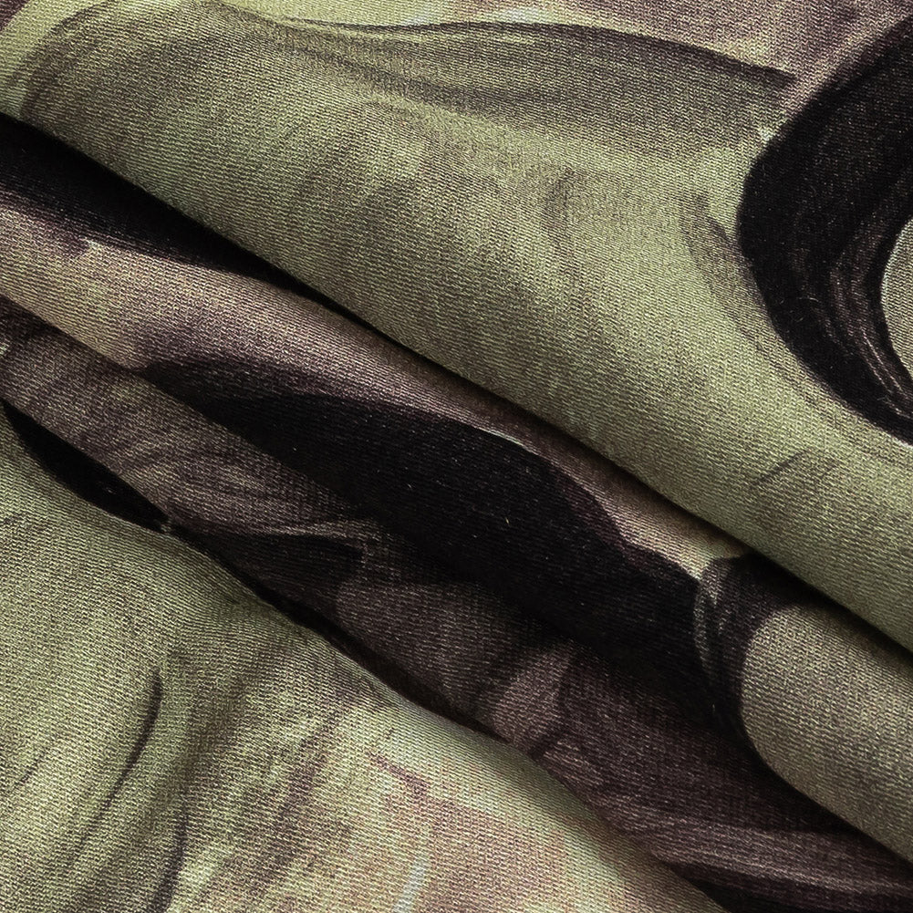 Rayon Challis - Purple and Green Painted Faces - Lost Lenore Print - Mood Exclusive Twilight Collection Folded