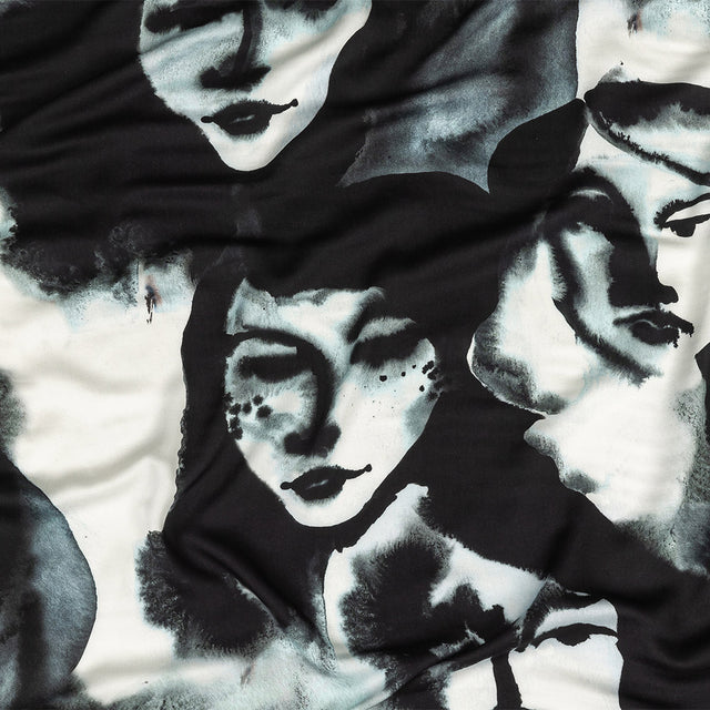 Rayon Challis - Black and White Ghostly Faces - Unearthly Portrait Print - Mood Exclusive Twilight Collection