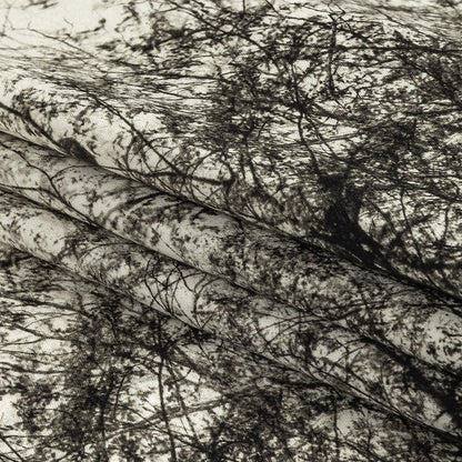 Stretch Cotton Sateen Panel - Black and White Tree Branches - Old House Woods Print - Mood Exclusive Twilight Collection Folded