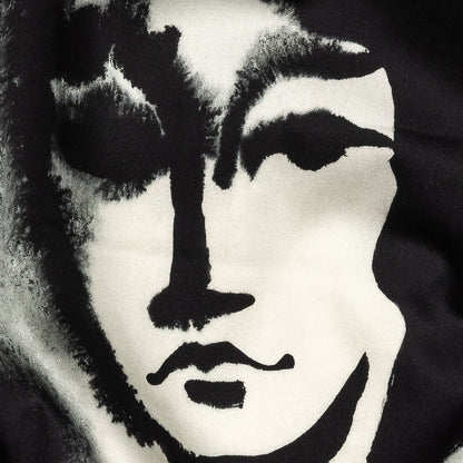 Stretch Cotton Sateen - Black and White Ghostly Faces - Unearthly Portrait Print - Mood Exclusive Twilight Collection Detail