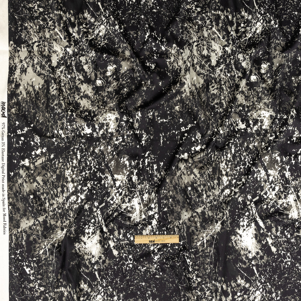 Stretch Cotton Sateen - Black and White Leafy Branches - Sylvan Spectres Print - Mood Exclusive Twilight Collection Full