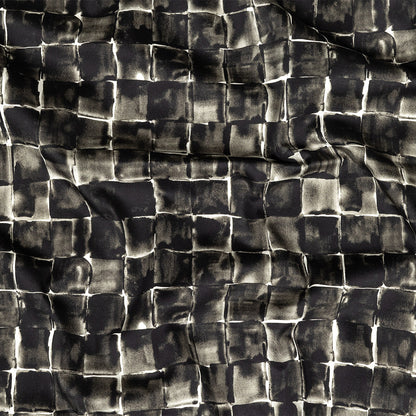 Stretch Cotton Sateen - Gray Painted Squares - Haunted Blocks Print - Mood Exclusive Twilight Collection