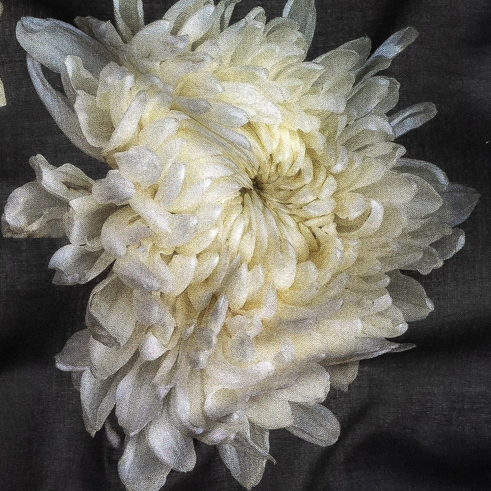 Cotton Voile - Pale Yellow and Black Floral - Maiden's Melancholy Print - Mood Exclusive Twilight Collection Detail
