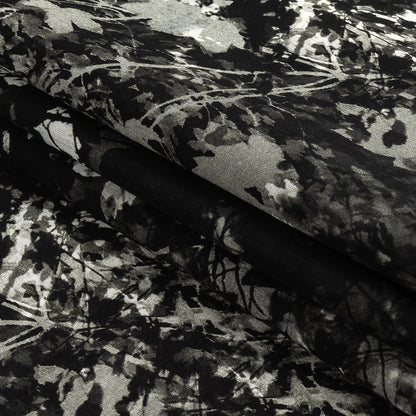 Cotton Voile - Black and White Leafy Branches - Sylvan Spectres Print - Mood Exclusive Twilight Collection Folded
