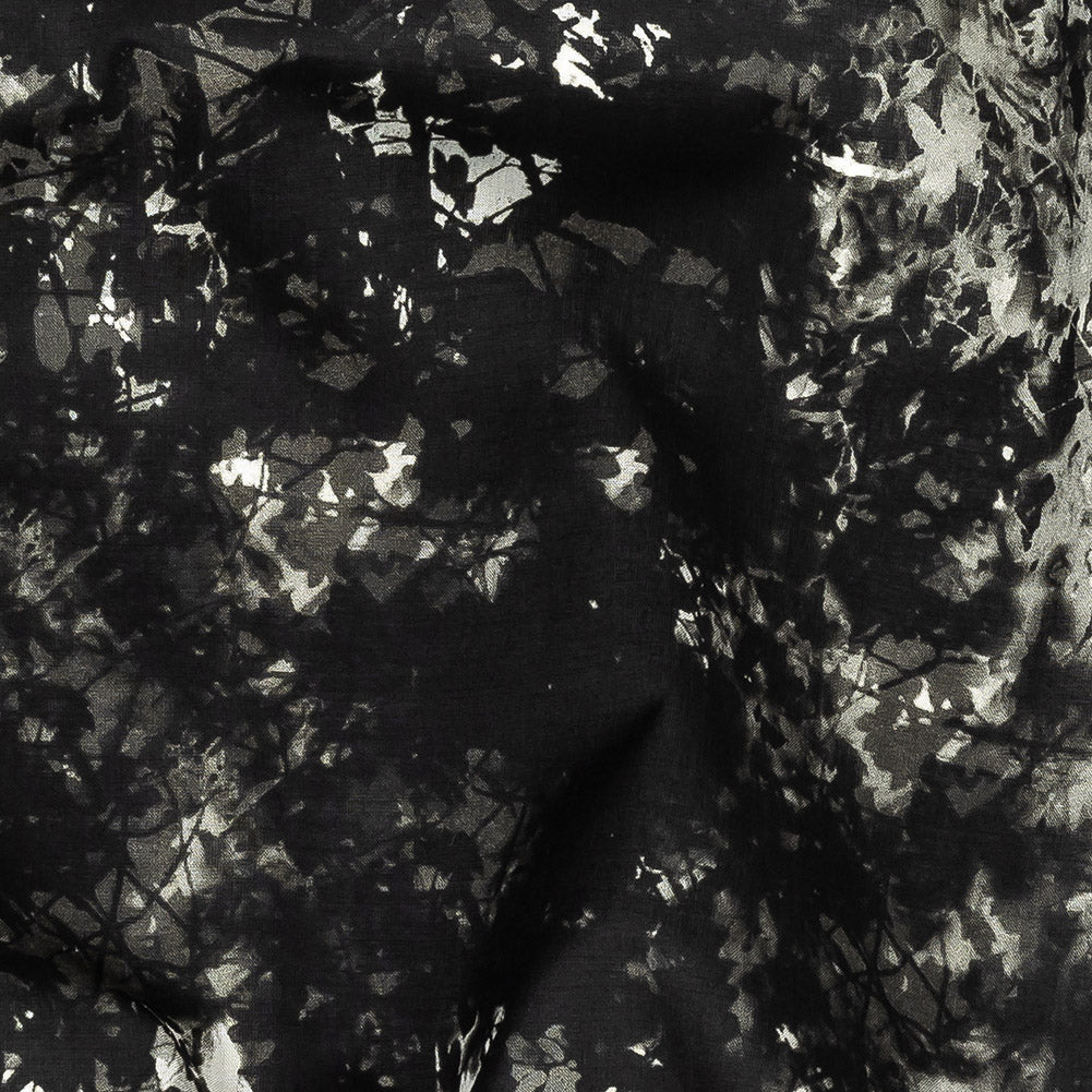 Cotton Voile - Black and White Leafy Branches - Sylvan Spectres Print - Mood Exclusive Twilight Collection Detail