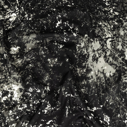 Cotton Voile - Black and White Leafy Branches - Sylvan Spectres Print - Mood Exclusive Twilight Collection