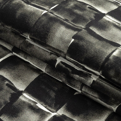 Cotton Voile - Gray Painted Squares - Haunted Blocks Print - Mood Exclusive Twilight Collection Folded