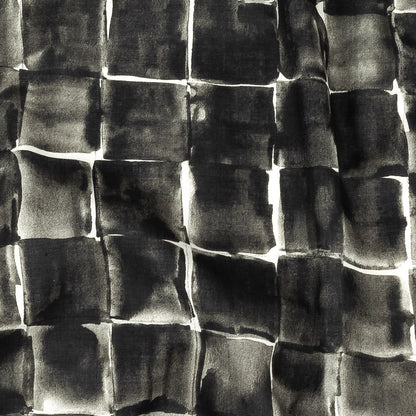 Cotton Voile - Gray Painted Squares - Haunted Blocks Print - Mood Exclusive Twilight Collection Detail