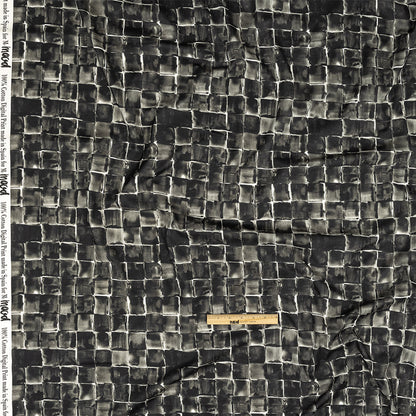 Cotton Voile - Gray Painted Squares - Haunted Blocks Print - Mood Exclusive Twilight Collection Full