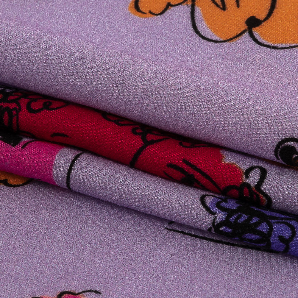 Rayon Challis - Lilac and Rainbow Dog Doodles - TREATS Print - Mood Exclusive Sugar Collection
