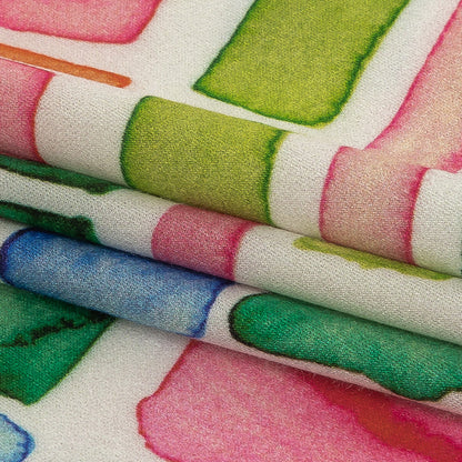 Rayon Challis - Rainbow Watercolor Plaid - Jujube Jubilee Print - Mood Exclusive Sugar Collection