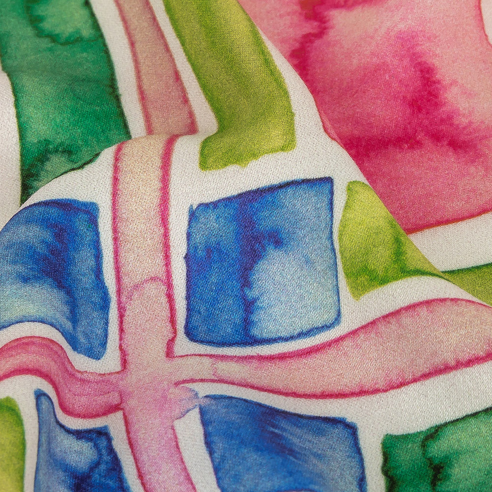 Rayon Challis - Rainbow Watercolor Plaid - Jujube Jubilee Print - Mood Exclusive Sugar Collection