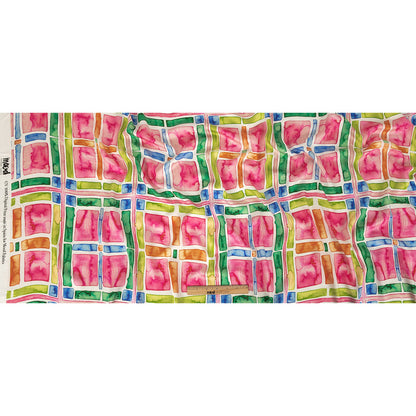 Rayon Challis - Rainbow Watercolor Plaid - Jujube Jubilee Print - Mood Exclusive Sugar Collection