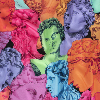 Rayon Challis - Rainbow Roman Busts - Saccharine Statuary Print - Mood Exclusive Sugar Collection