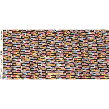 Stretch Cotton Sateen - Rainbow Bottles on Black - Pop Bottle Parade Print - Mood Exclusive Sugar Collection