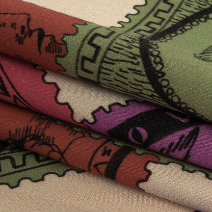 Stretch Cotton Sateen - Rainbow Greek Bust Stamps - Sending Love Print - Mood Exclusive Sugar Collection