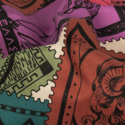 Stretch Cotton Sateen - Rainbow Greek Bust Stamps - Sending Love Print - Mood Exclusive Sugar Collection