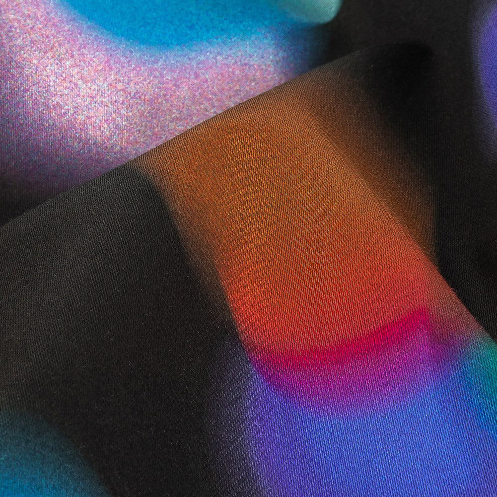 Stretch Cotton Sateen - Rainbow Blurred Spots - Galactic Gumdrops Print - Mood Exclusive Sugar Collection