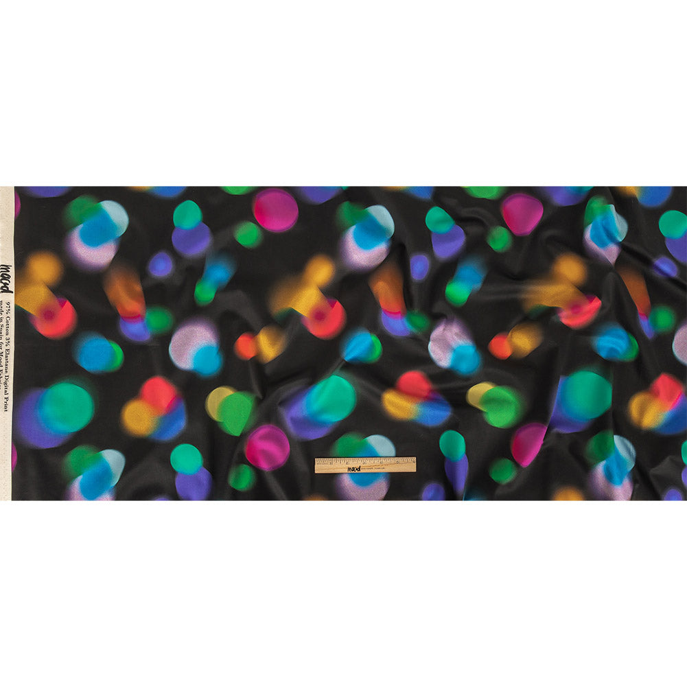 Stretch Cotton Sateen - Rainbow Blurred Spots - Galactic Gumdrops Print - Mood Exclusive Sugar Collection