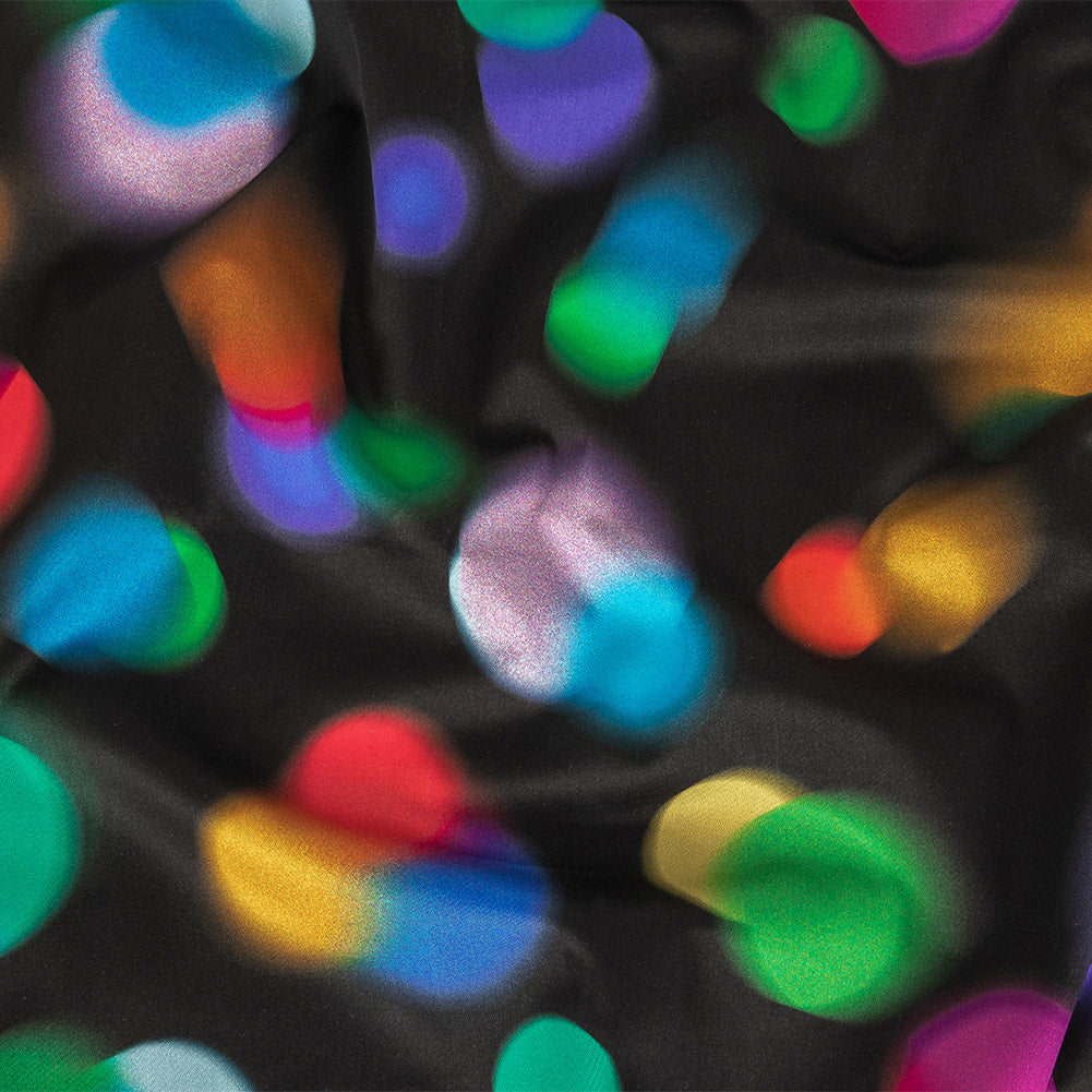 Stretch Cotton Sateen - Rainbow Blurred Spots - Galactic Gumdrops Print - Mood Exclusive Sugar Collection