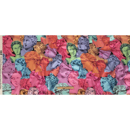 Stretch Cotton Sateen - Rainbow Roman Busts - Saccharine Statuary Print - Mood Exclusive Sugar Collection