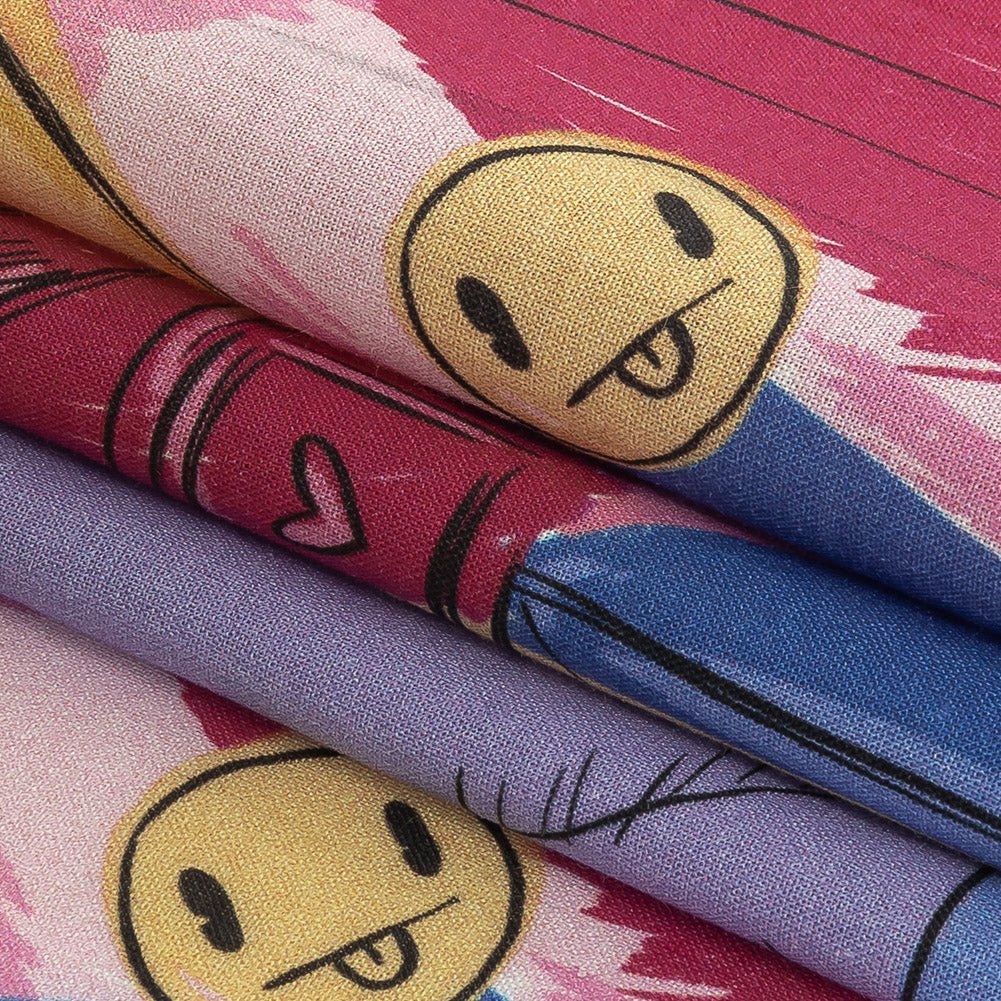 Cotton Voile - Rainbow Self Care Illustrations - Eating Bon Bons Print - Mood Exclusive Sugar Collection