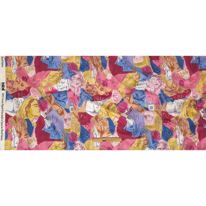 Cotton Voile - Rainbow Self Care Illustrations - Eating Bon Bons Print - Mood Exclusive Sugar Collection