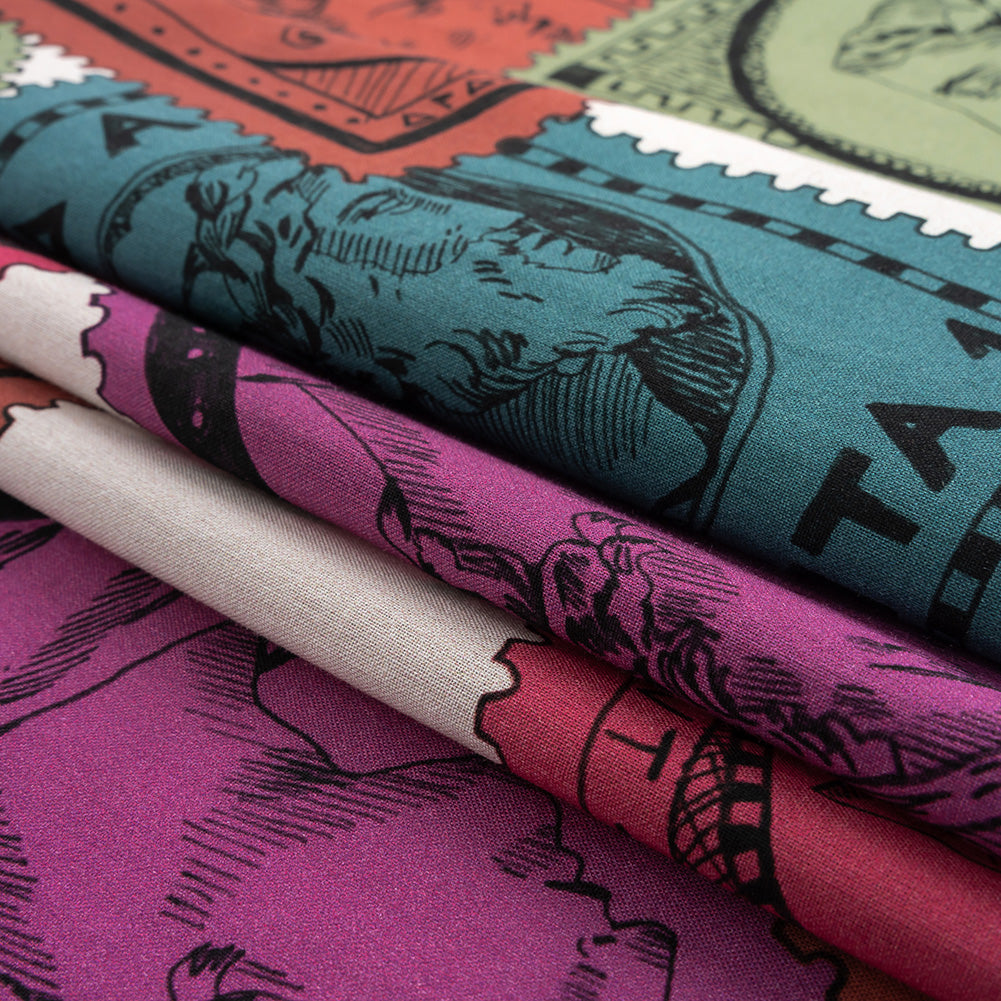 Cotton Voile - Rainbow Greek Bust Stamps - Sending Love Print - Mood Exclusive Sugar Collection