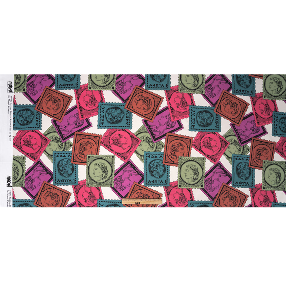 Cotton Voile - Rainbow Greek Bust Stamps - Sending Love Print - Mood Exclusive Sugar Collection