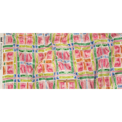 Cotton Voile - Rainbow Watercolor Plaid - Jujube Jubilee Print - Mood Exclusive Sugar Collection