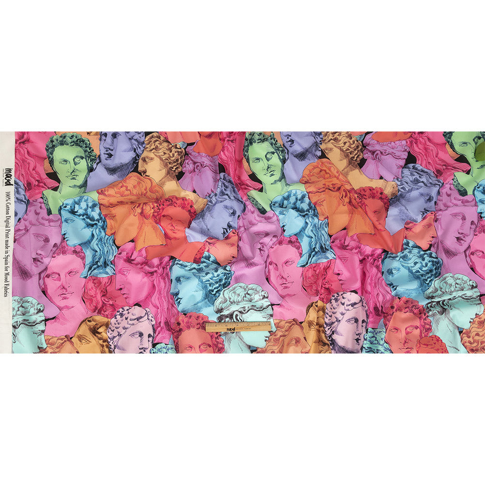 Cotton Voile - Rainbow Roman Busts - Saccharine Statuary Print - Mood Exclusive Sugar Collection