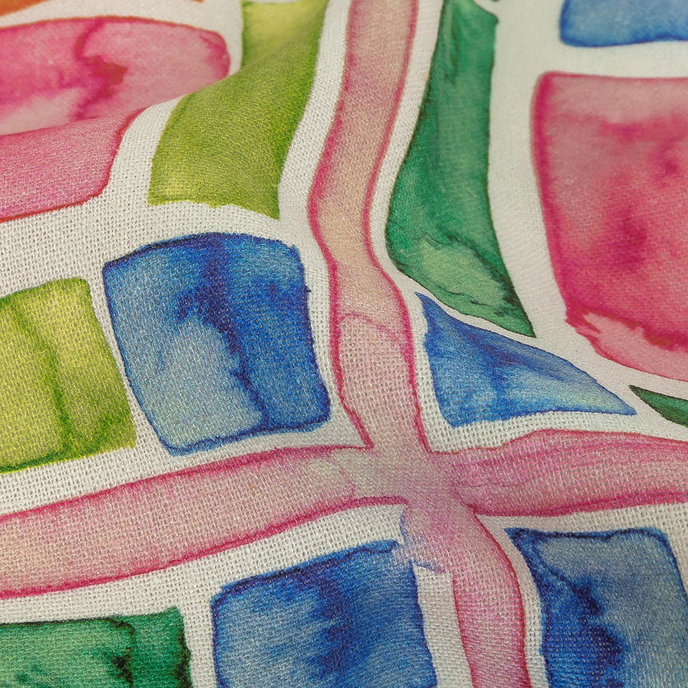 0.5 Yard of Linen and Rayon Woven - Rainbow Watercolor Plaid - Jujube Jubilee Print - Mood Exclusive Sugar Collection