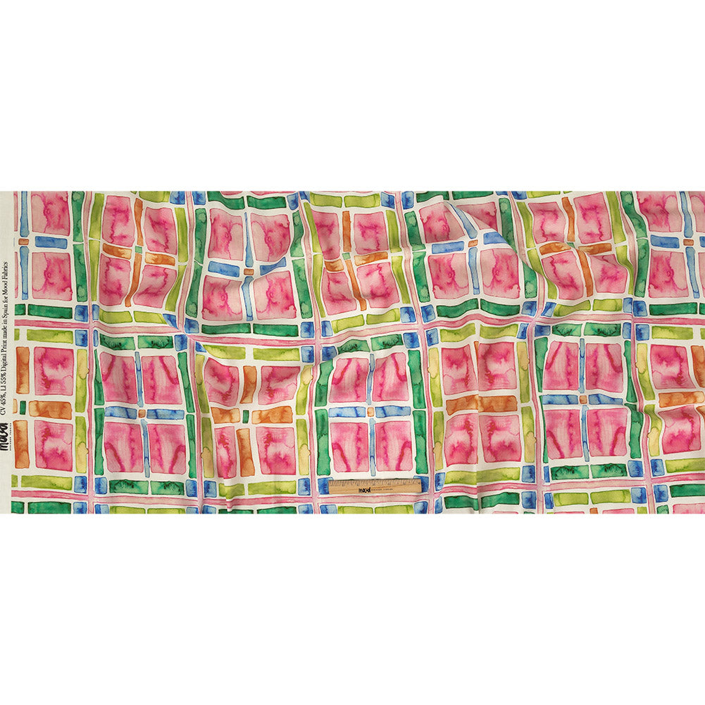 0.5 Yard of Linen and Rayon Woven - Rainbow Watercolor Plaid - Jujube Jubilee Print - Mood Exclusive Sugar Collection