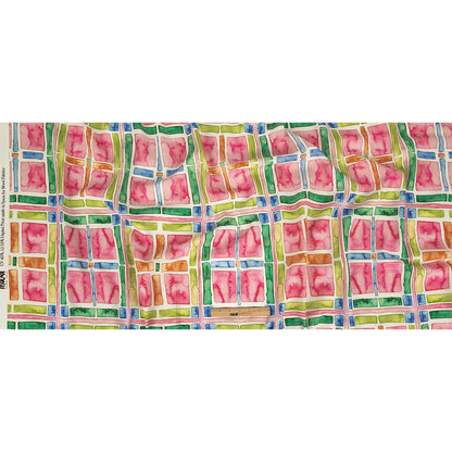 0.5 Yard of Linen and Rayon Woven - Rainbow Watercolor Plaid - Jujube Jubilee Print - Mood Exclusive Sugar Collection